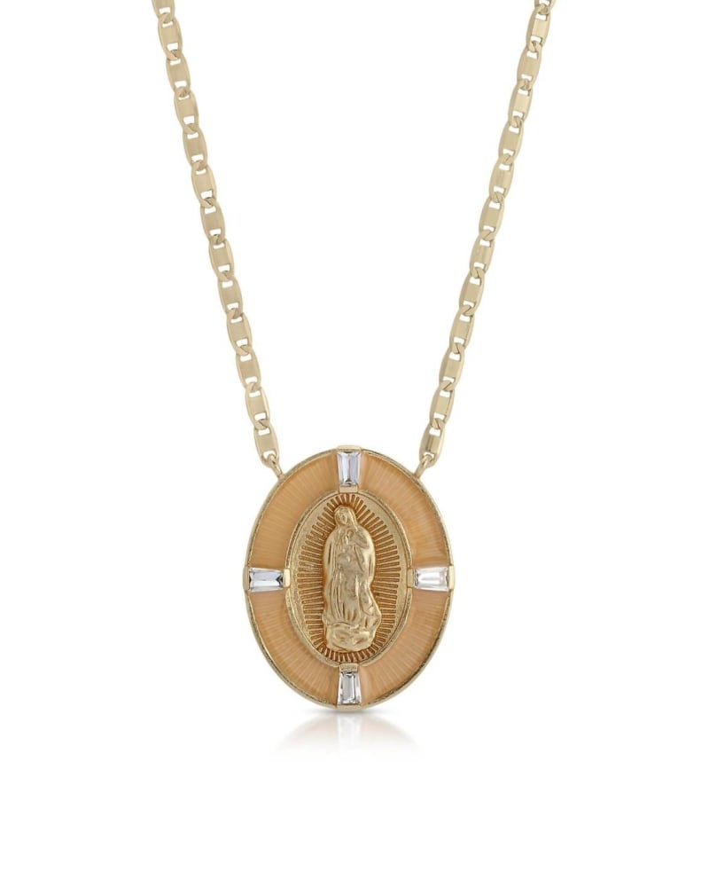 Front of a size O/S Marie Pendant Necklace in Gold/Nude in Gold/Nude by JOY DRAVECKY. | dia_product_style_image_id:329619